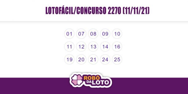 Resultado Concurso 2270 lotofácil robodaloto